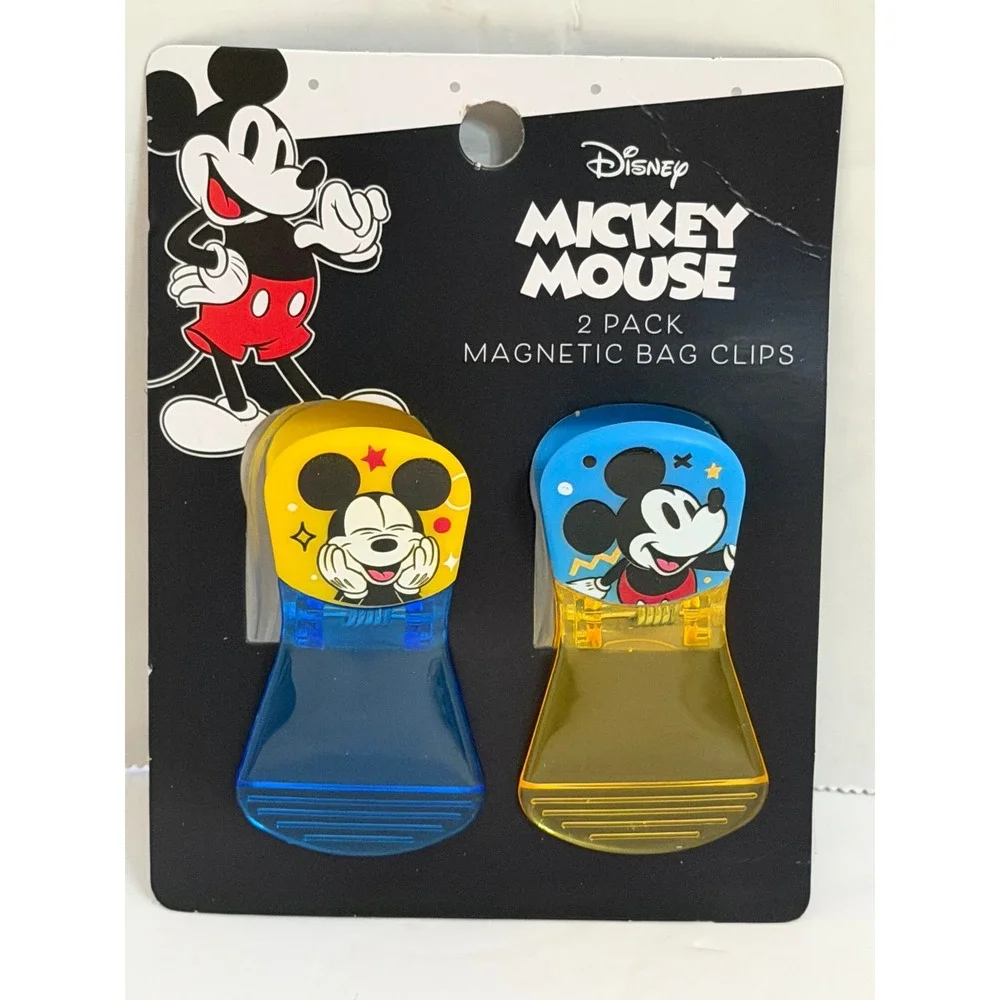 Disney Mickey Mouse 2 Pack Magnetic Bag Clips Blue Yellow Best Brands NEW